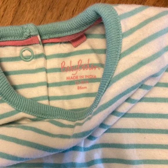 Mini Boden Stripes and Floral Long Sleeve 100% cotton Dress 12-18m - Picture 3 of 5